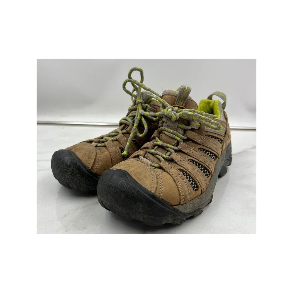 Keen Voyageur Hiking Shoes Womens 6.5 Brown Green Leather Mesh Low Top Trail